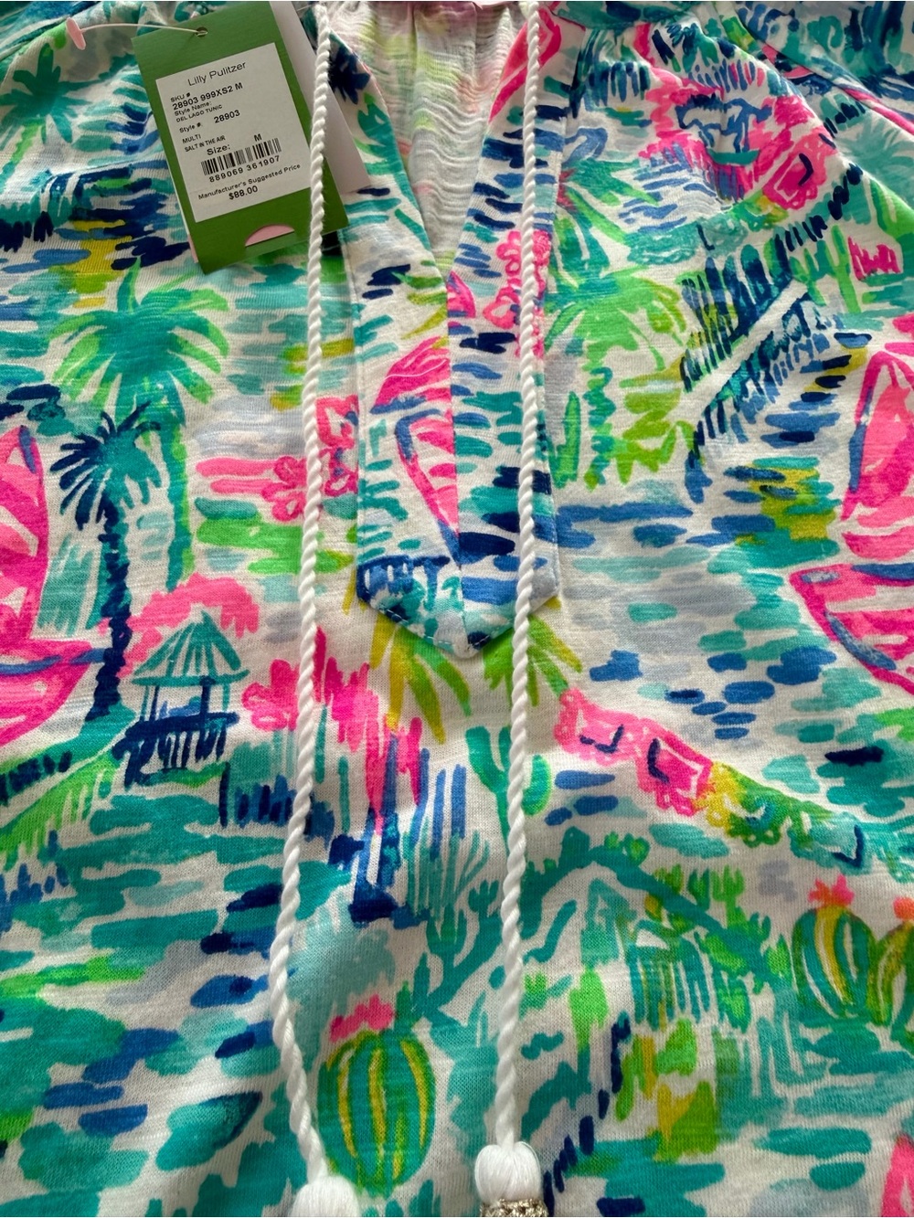 NWT Lilly Pulitzer Del Lago Tunic Top Salt In The Air Pink Blue Sailboat Size M - Picture 15 of 16